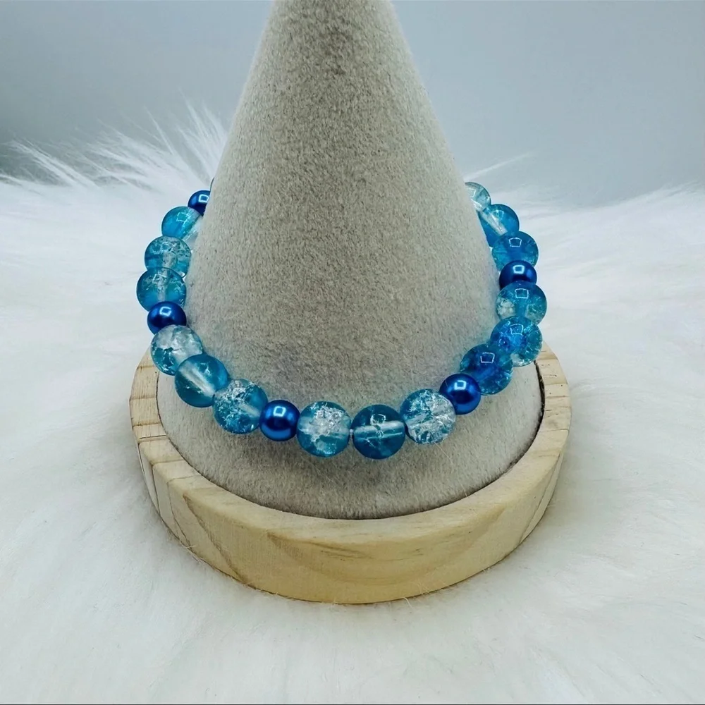Gradient Glass Beaded Bracelet Style A Blue